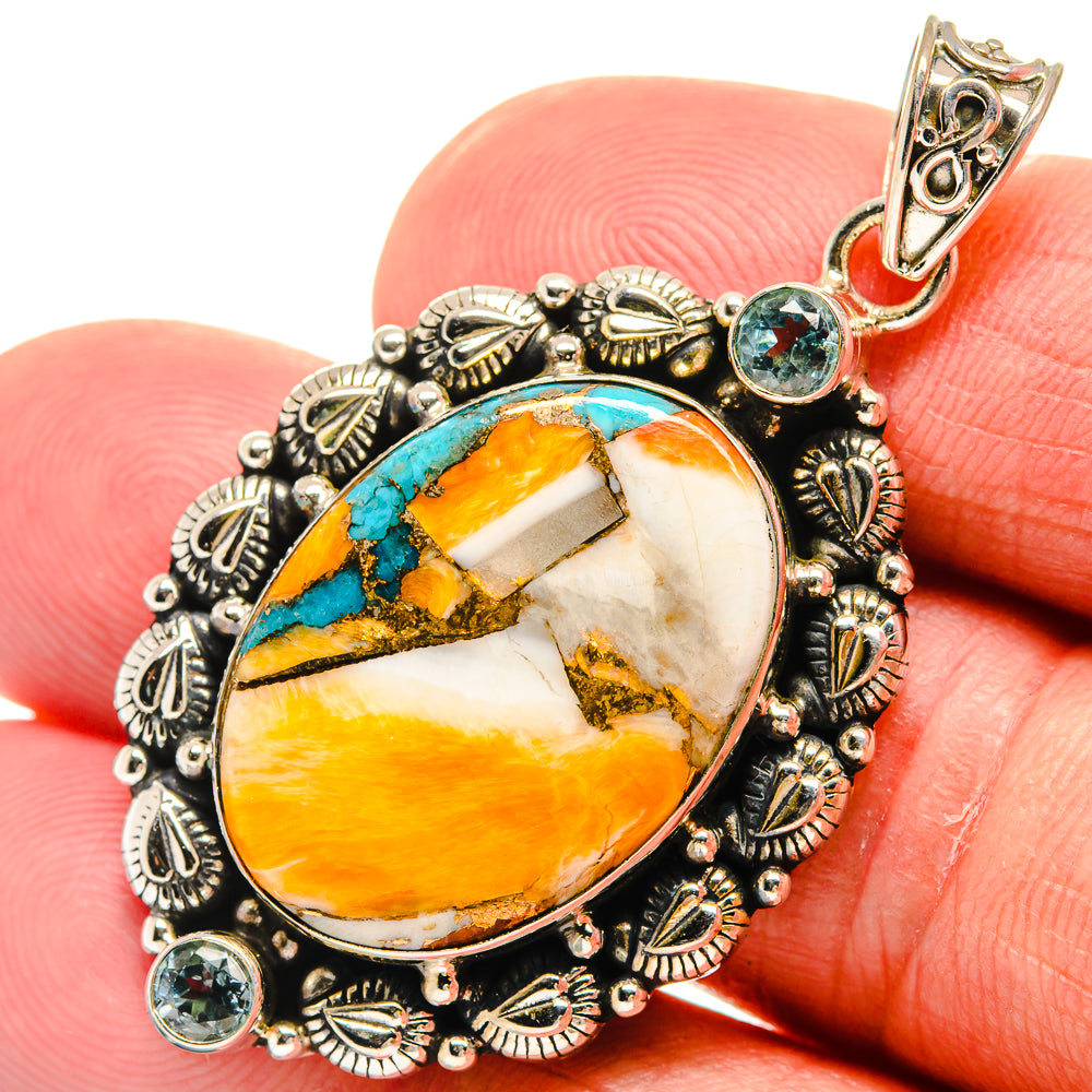 Spiny Oyster Turquoise Pendants handcrafted by Ana Silver Co - PD23159