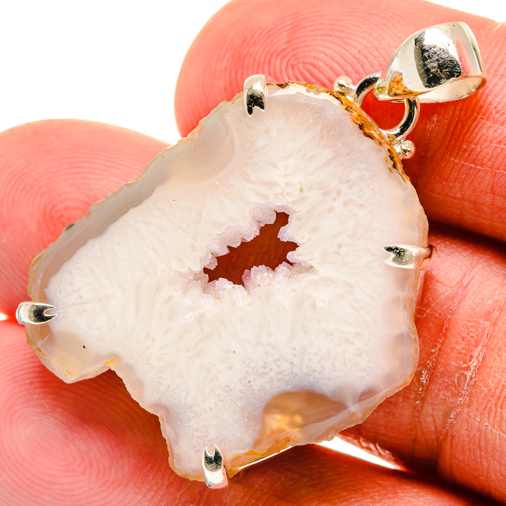 White Geode Slice Pendants handcrafted by Ana Silver Co - PD23311
