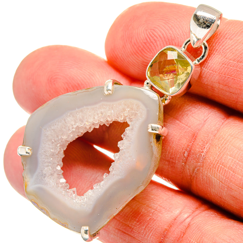 White Geode Slice Pendants handcrafted by Ana Silver Co - PD23312