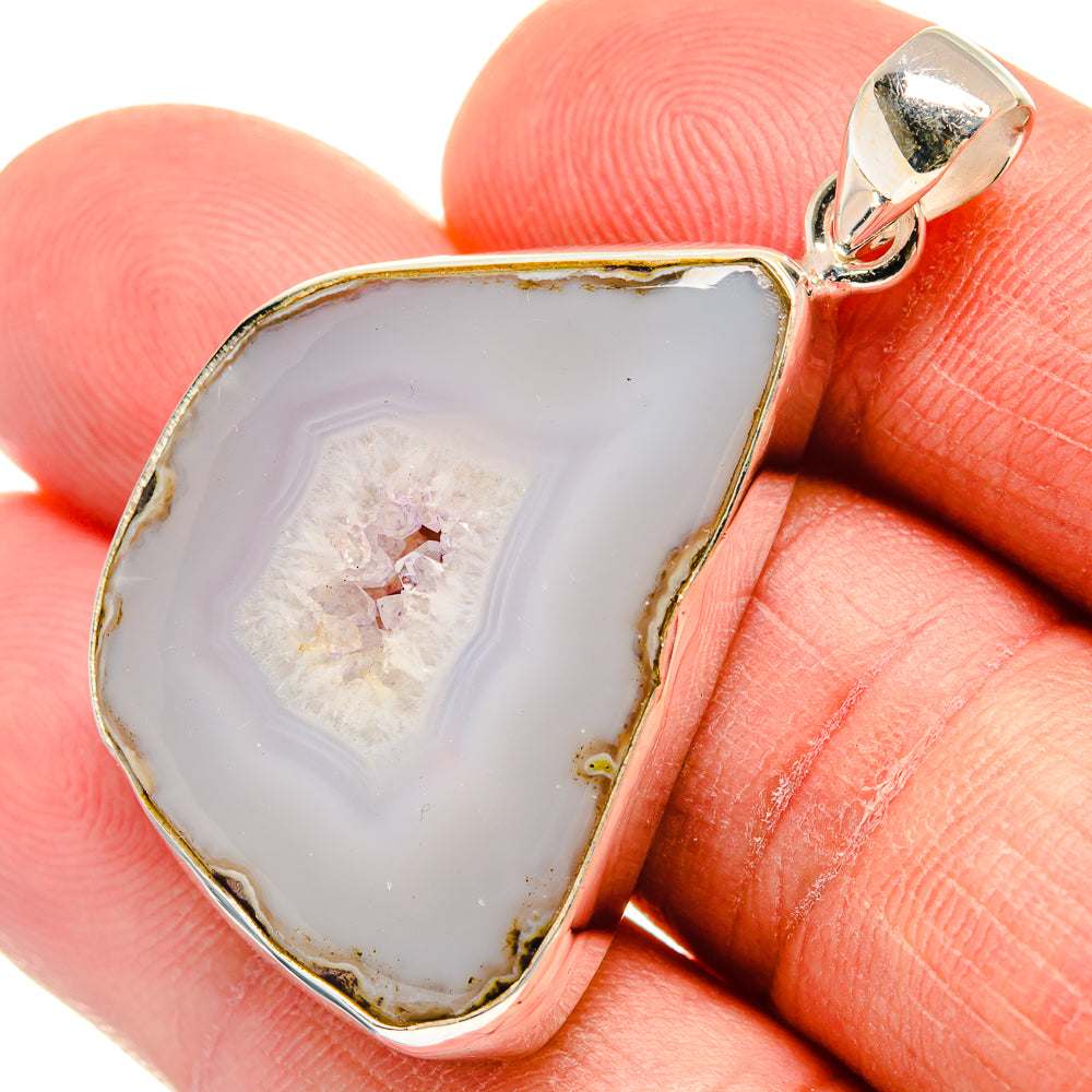 White Geode Slice Pendants handcrafted by Ana Silver Co - PD23313