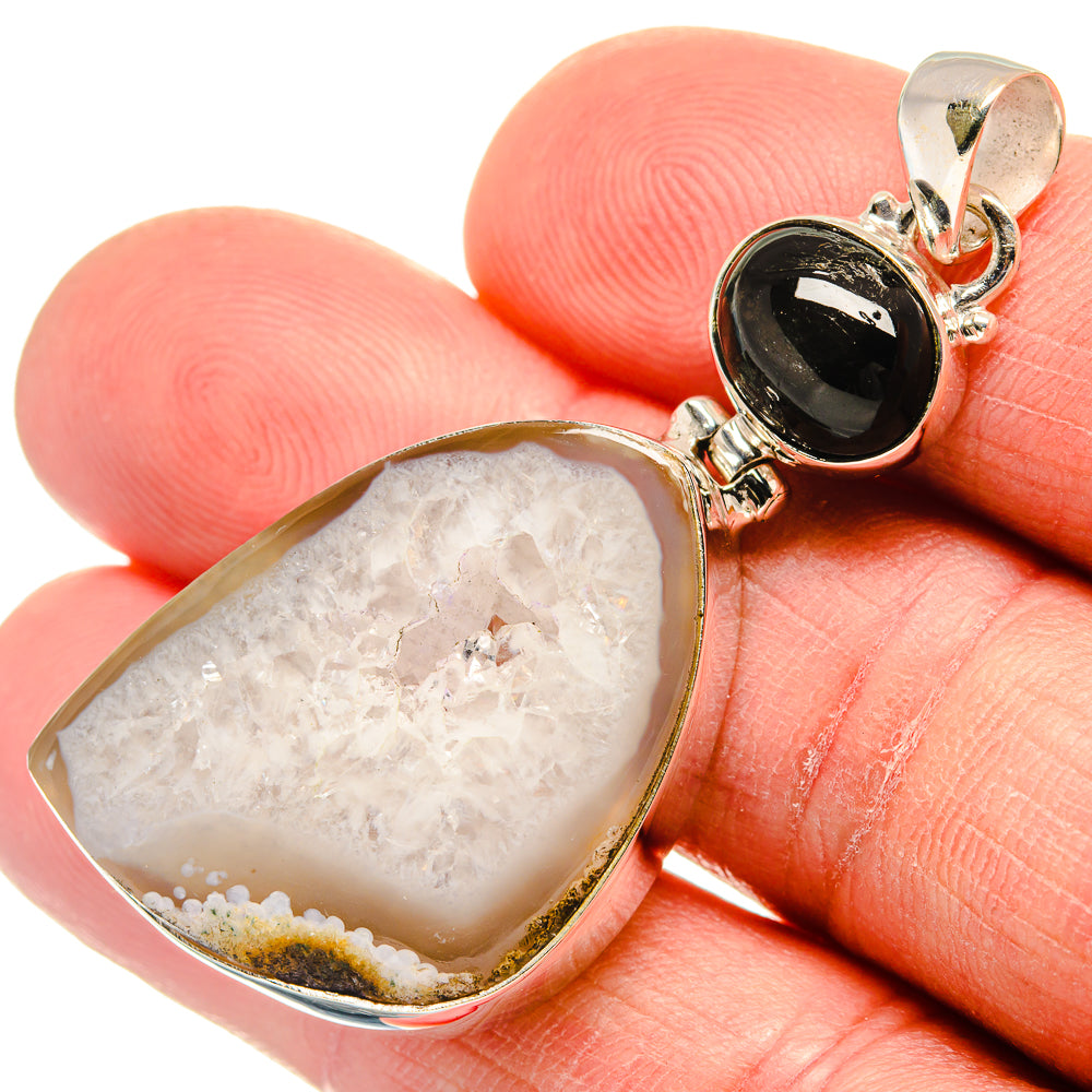 White Geode Slice Pendants handcrafted by Ana Silver Co - PD23314