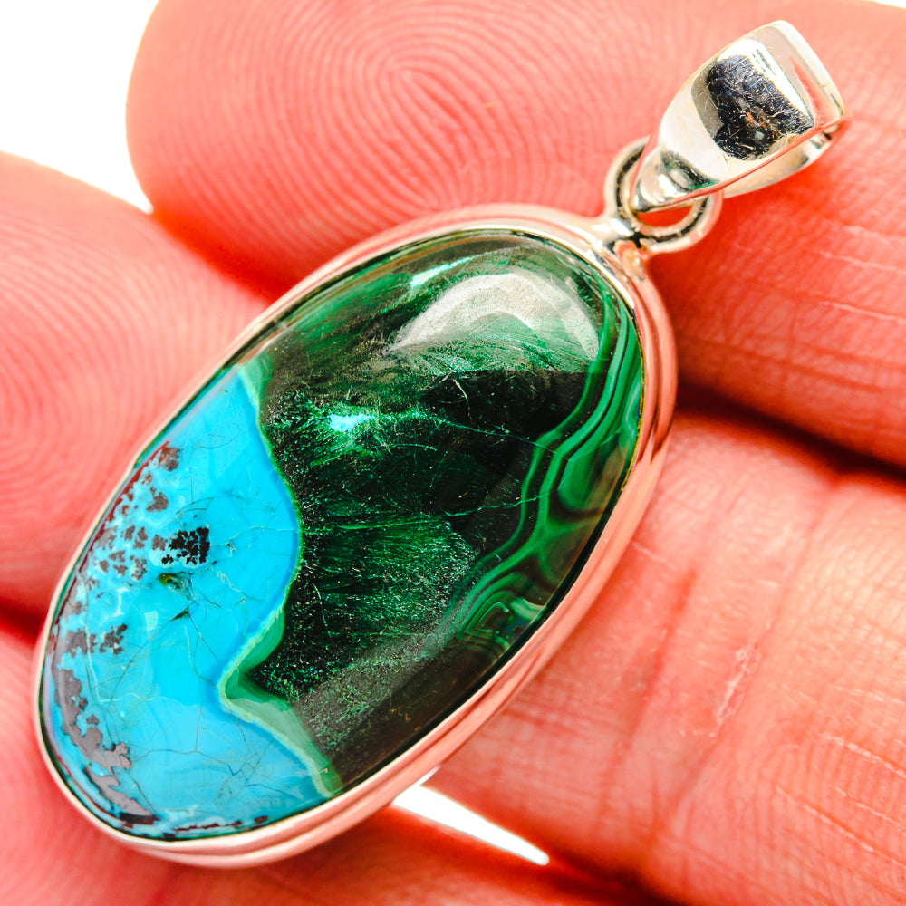 Malachite In Chrysocolla Pendants handcrafted by Ana Silver Co - PD23368