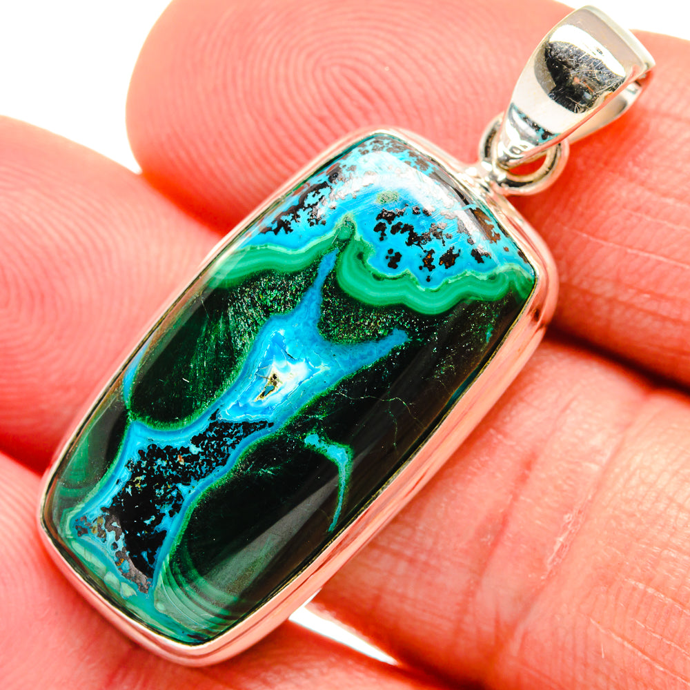 Malachite In Chrysocolla Pendants handcrafted by Ana Silver Co - PD23369