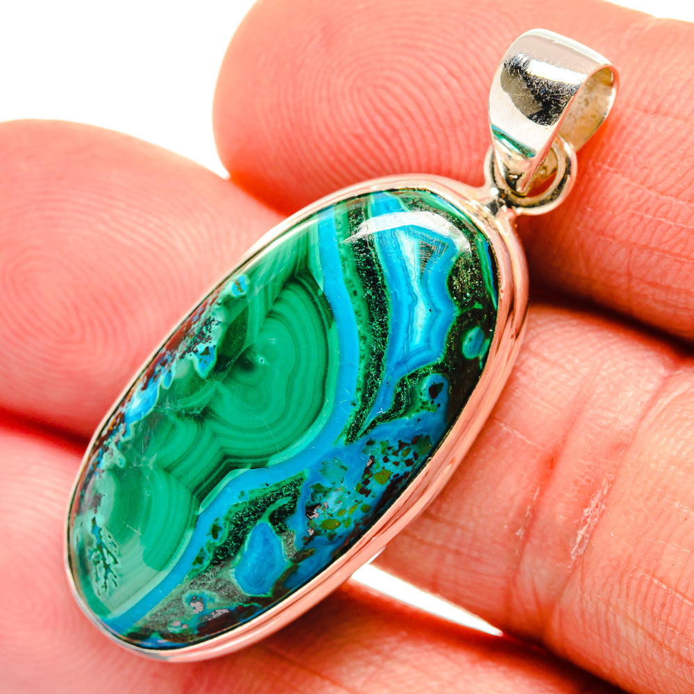 Malachite In Chrysocolla Pendants handcrafted by Ana Silver Co - PD23397