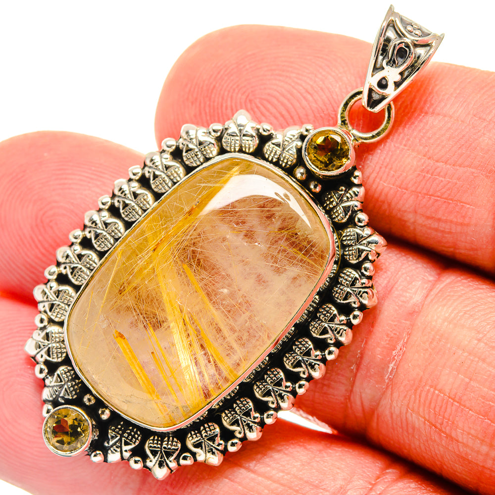 Rutilated Quartz Pendants handcrafted by Ana Silver Co - PD23430