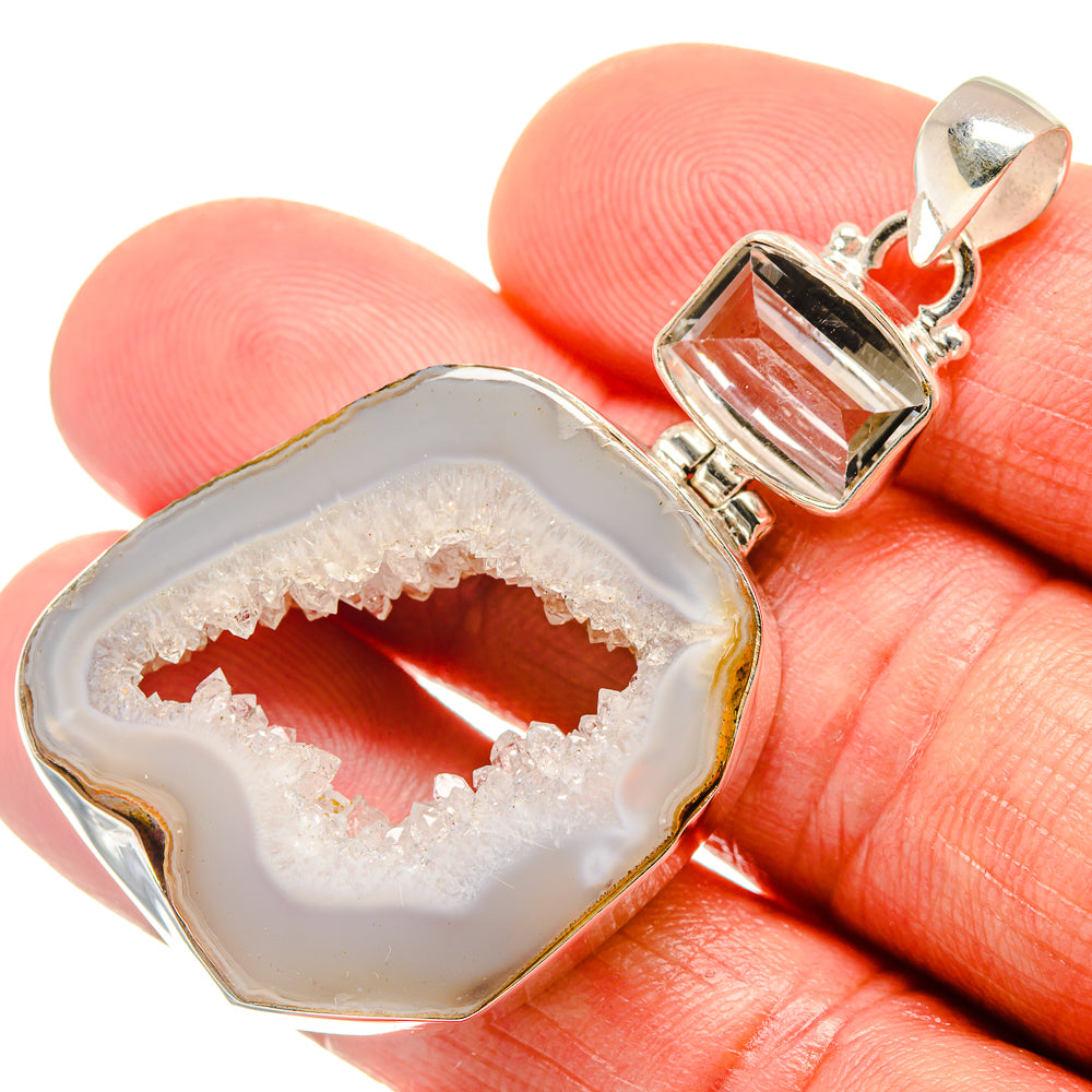 White Geode Slice Pendants handcrafted by Ana Silver Co - PD23462