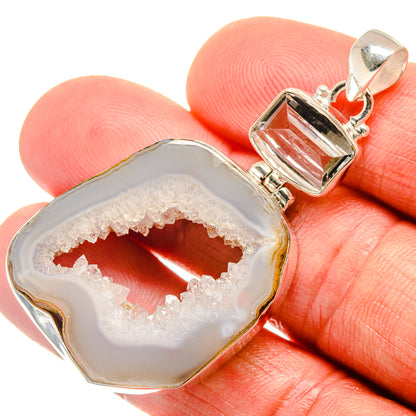 White Geode Slice Pendants handcrafted by Ana Silver Co - PD23462