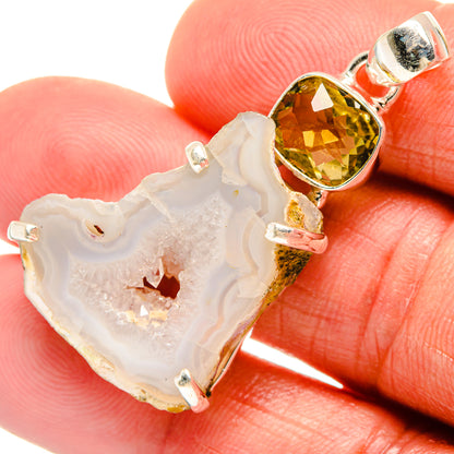 White Geode Slice Pendants handcrafted by Ana Silver Co - PD23470