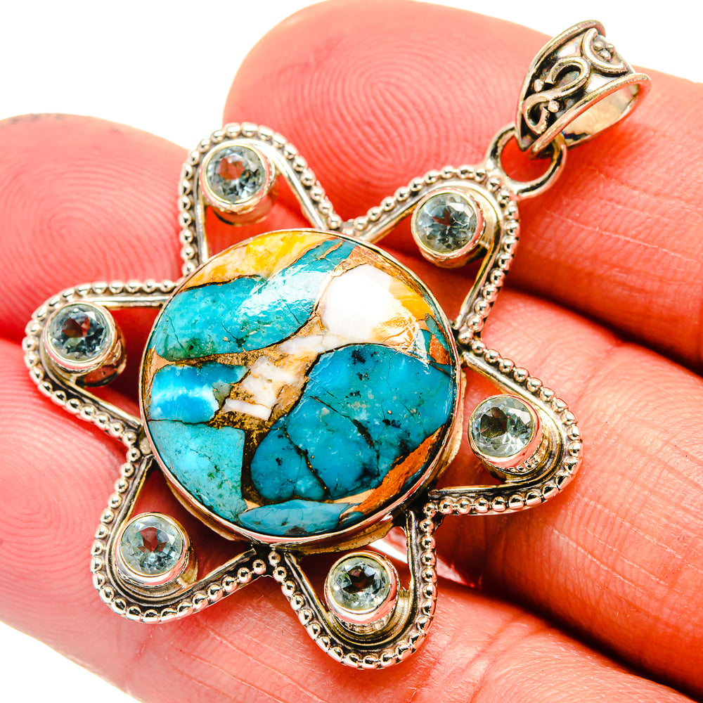 Spiny Oyster Turquoise Pendants handcrafted by Ana Silver Co - PD23509