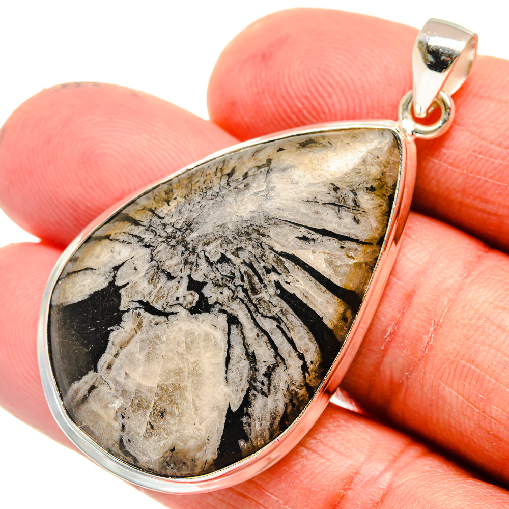 925 sterling silver teardrop pendant with chrysanthemum stone, top loop bail