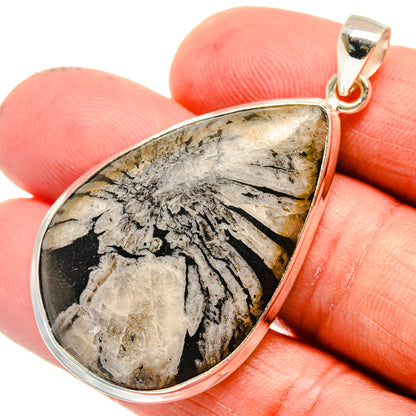 925 sterling silver teardrop pendant with chrysanthemum stone, top loop bail