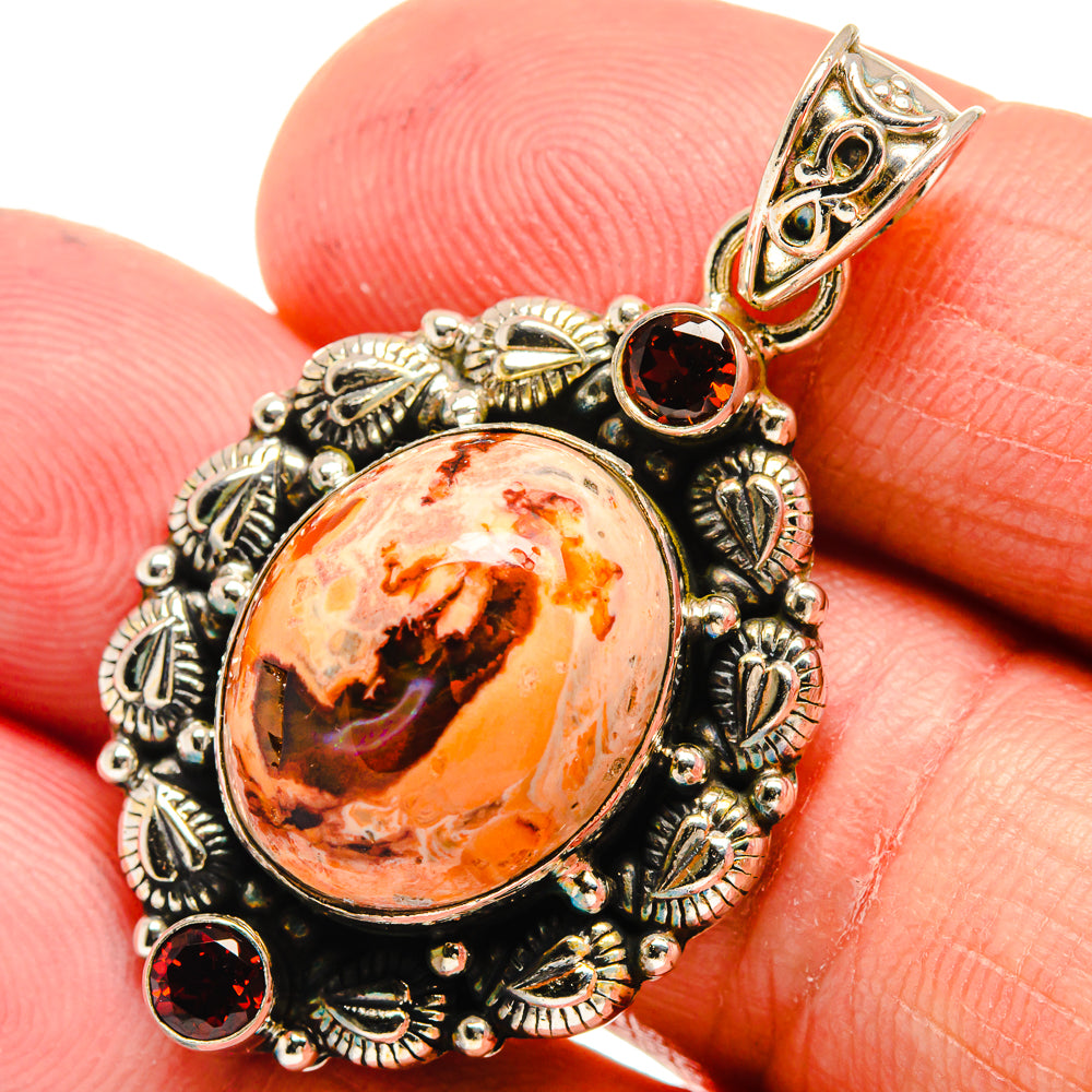 Mexican Fire Opal Pendants handcrafted by Ana Silver Co - PD23561