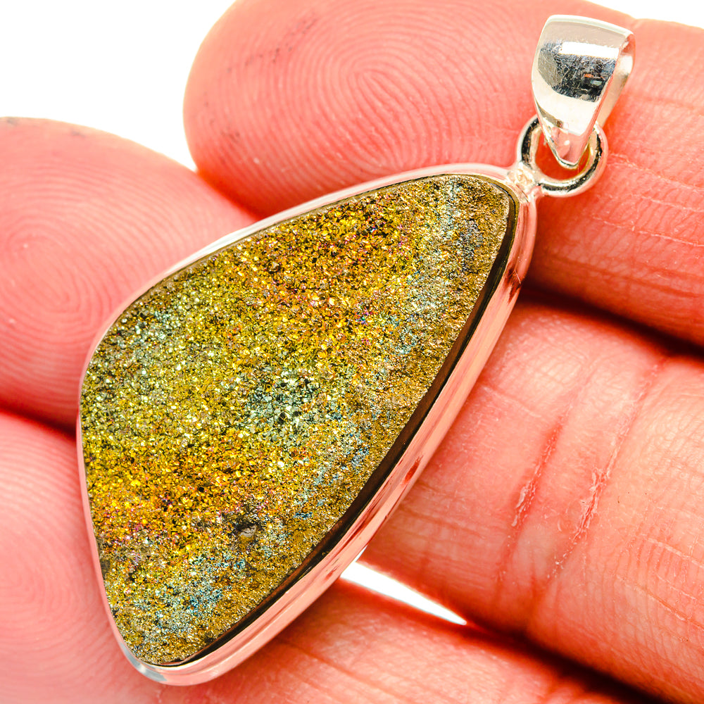 Spectro Pyrite Druzy Pendants handcrafted by Ana Silver Co - PD23587