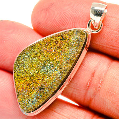 Spectro Pyrite Druzy Pendants handcrafted by Ana Silver Co - PD23587