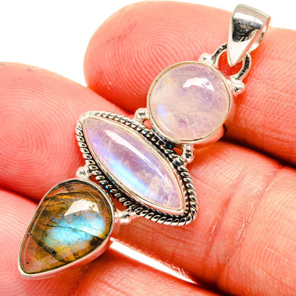 Rainbow Moonstone Pendants handcrafted by Ana Silver Co - PD23627