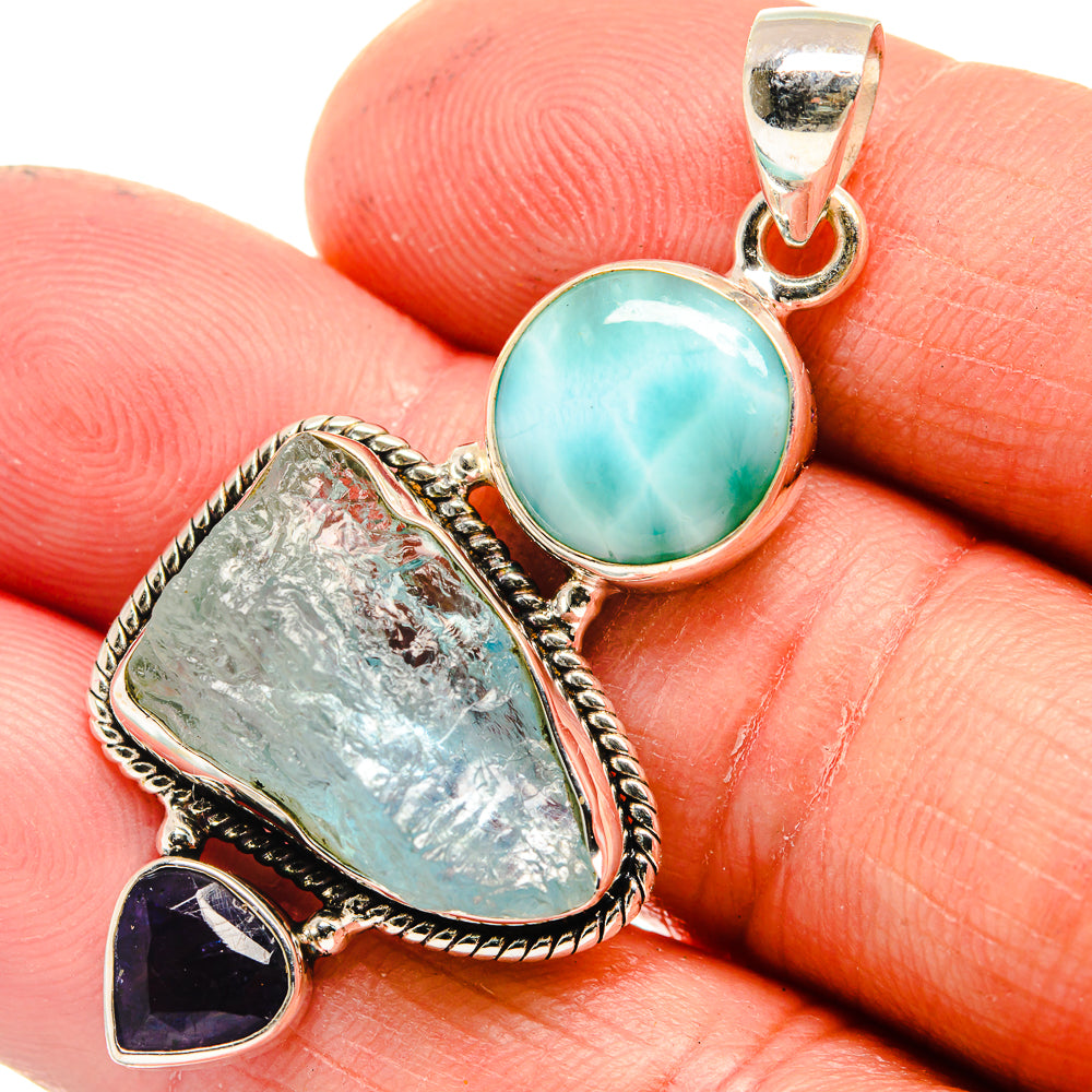 Aquamarine Pendants handcrafted by Ana Silver Co - PD23631