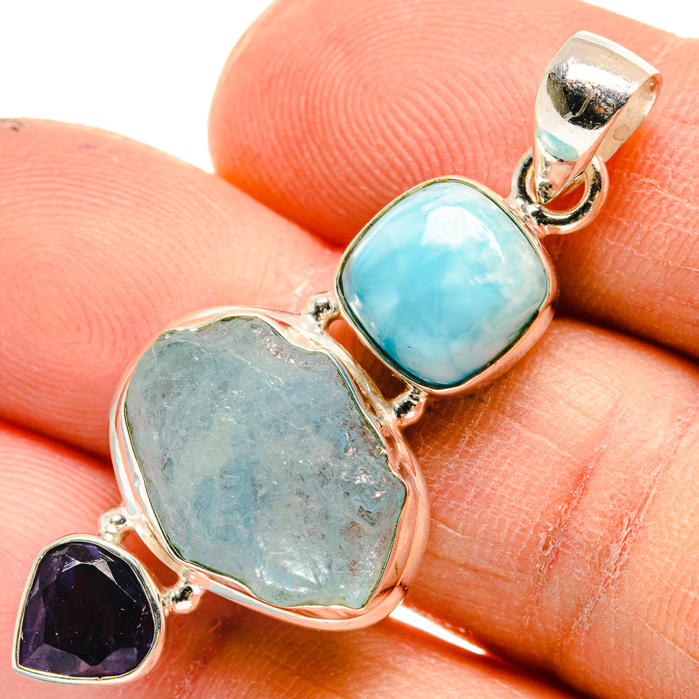 Aquamarine Pendants handcrafted by Ana Silver Co - PD23682