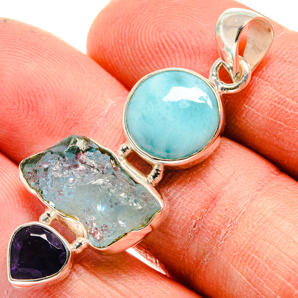 Aquamarine Pendants handcrafted by Ana Silver Co - PD23684