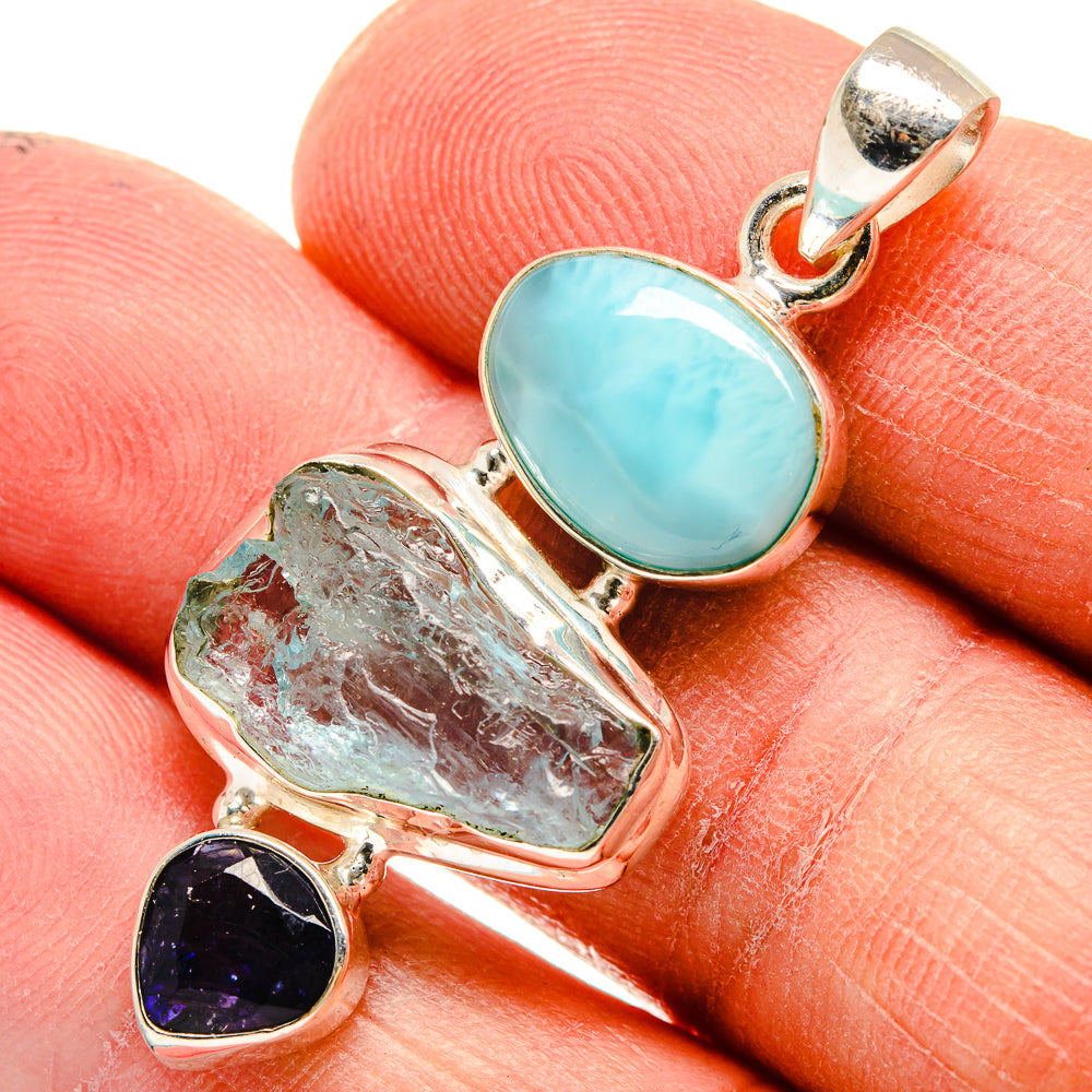 Aquamarine Pendants handcrafted by Ana Silver Co - PD23686
