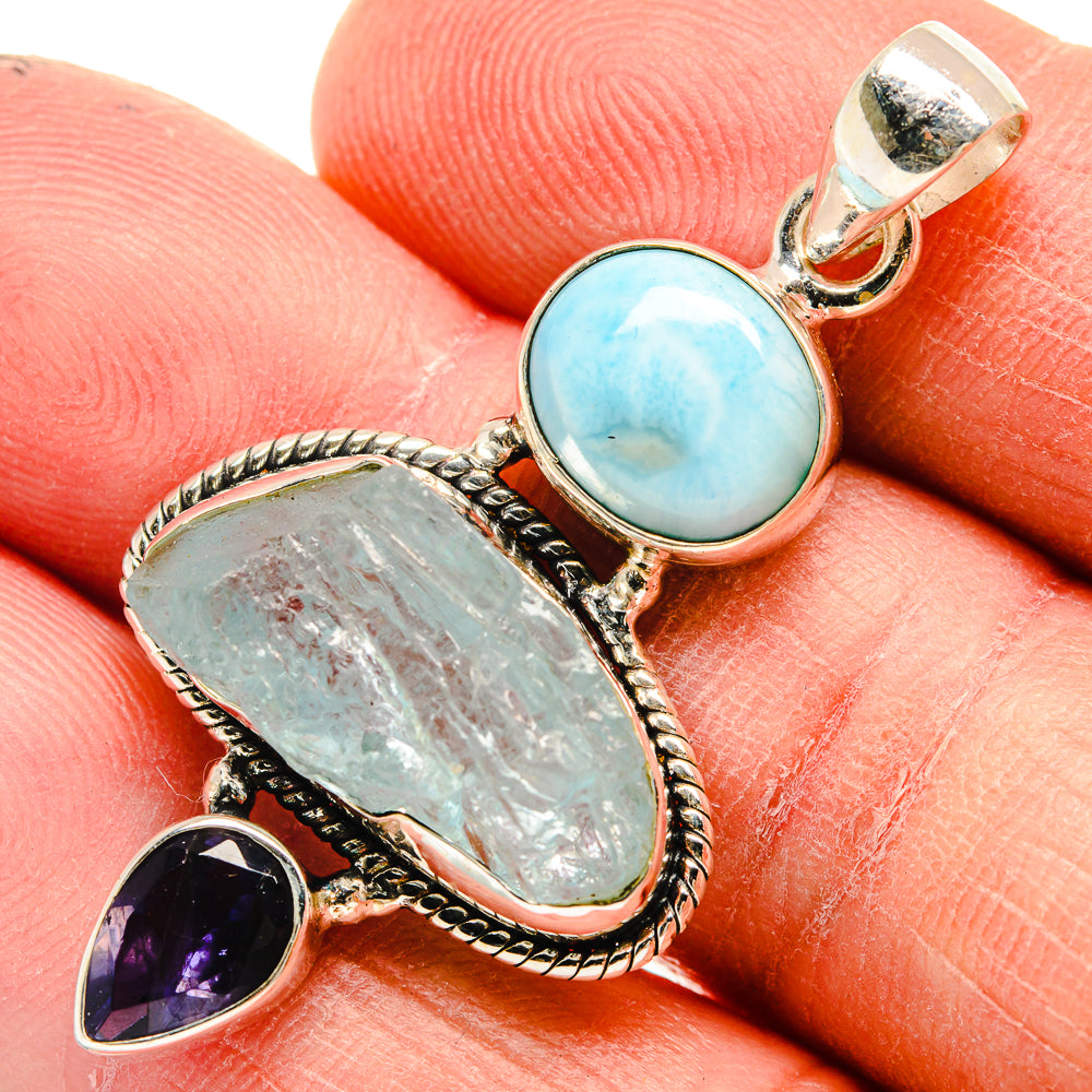 Aquamarine Pendants handcrafted by Ana Silver Co - PD23688