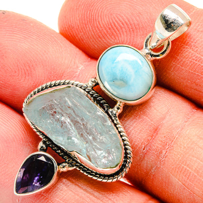 Aquamarine Pendants handcrafted by Ana Silver Co - PD23688