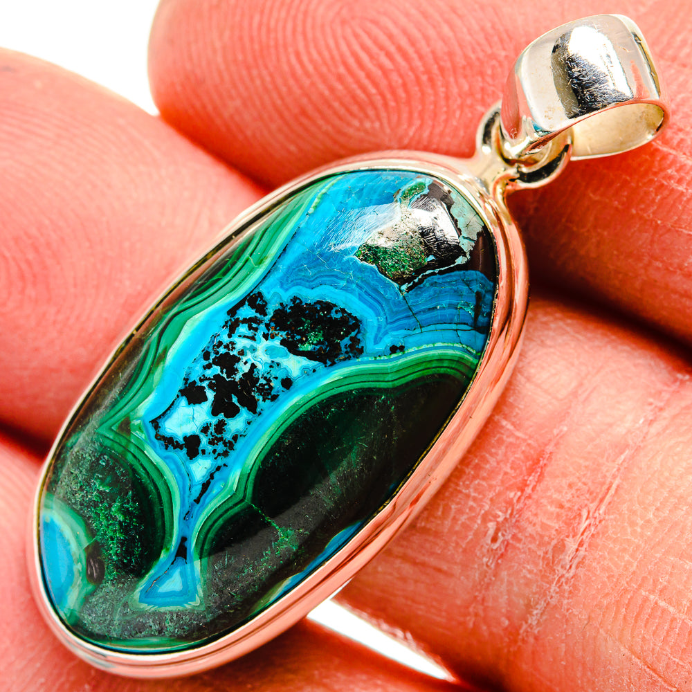 Malachite In Chrysocolla Pendants handcrafted by Ana Silver Co - PD23733