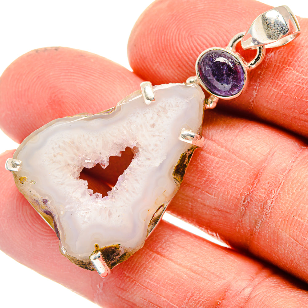 White Geode Slice Pendants handcrafted by Ana Silver Co - PD23746
