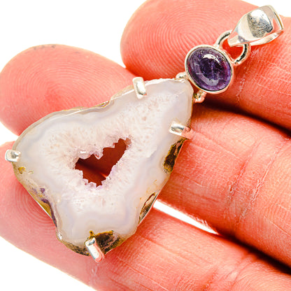 White Geode Slice Pendants handcrafted by Ana Silver Co - PD23746