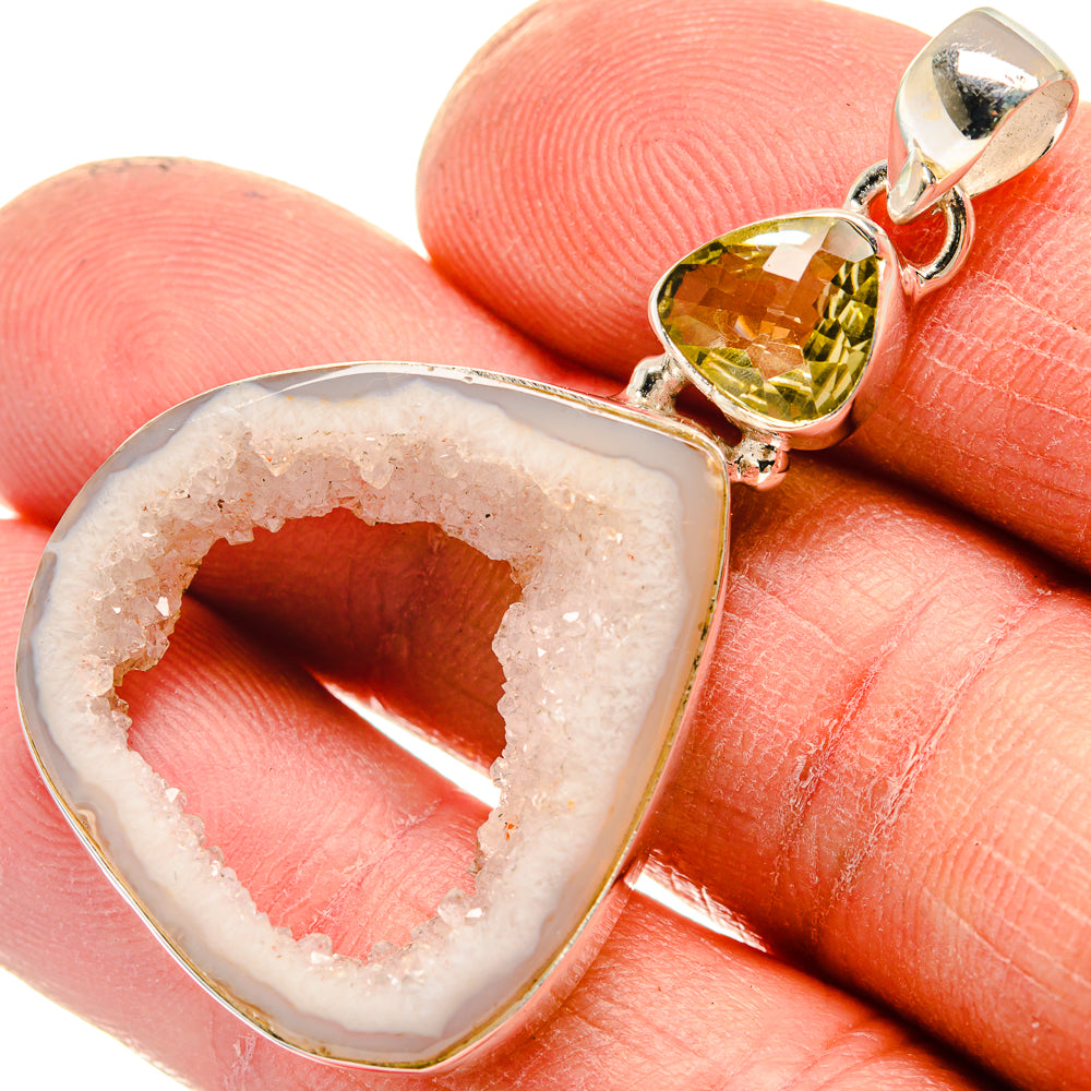 White Geode Slice Pendants handcrafted by Ana Silver Co - PD23747