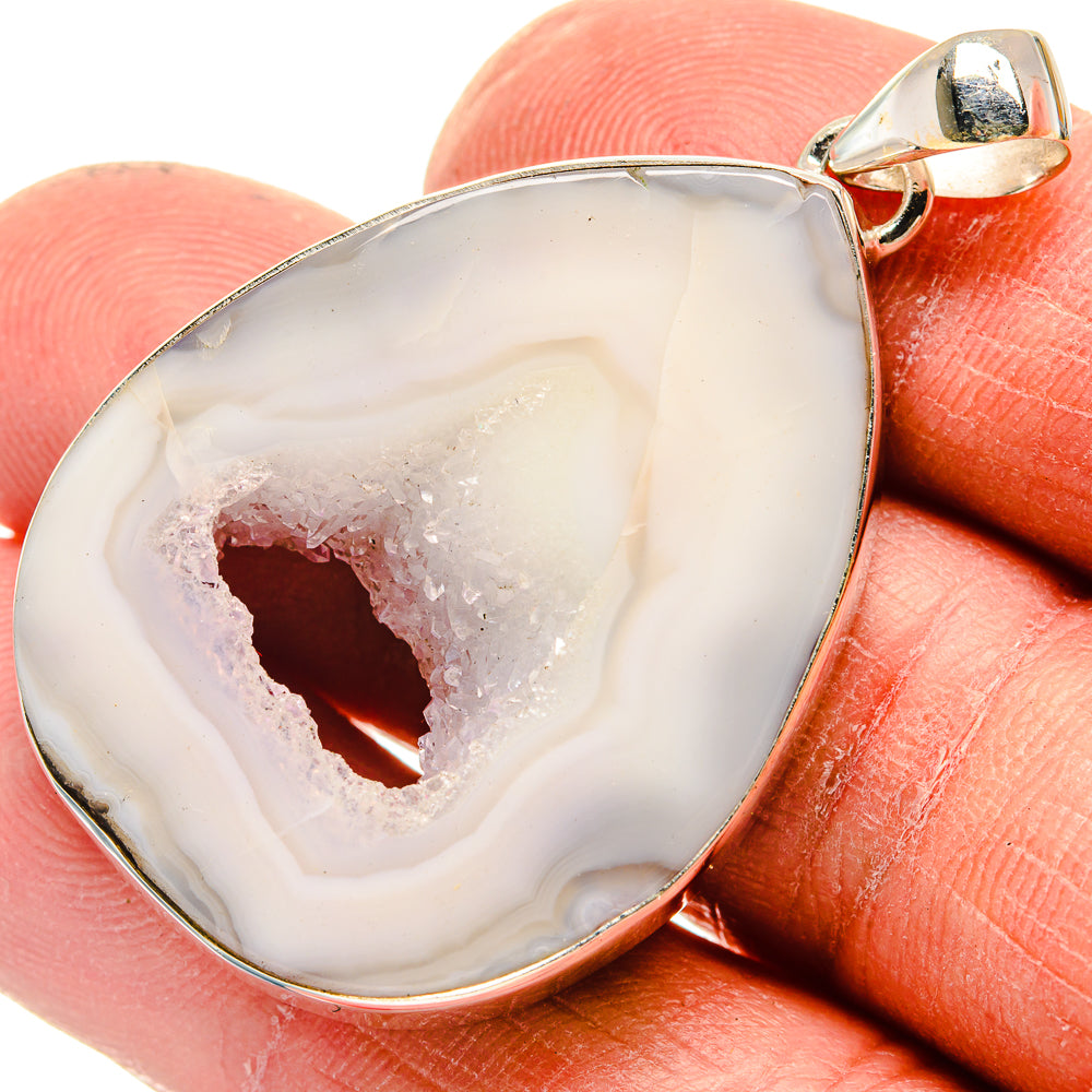 White Geode Slice Pendants handcrafted by Ana Silver Co - PD23748