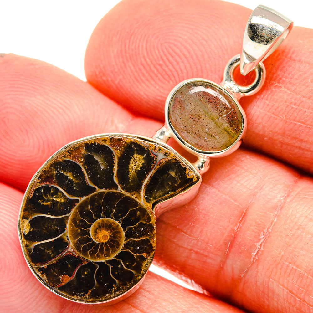 Ammonite Fossil Pendants handcrafted by Ana Silver Co - PD23798