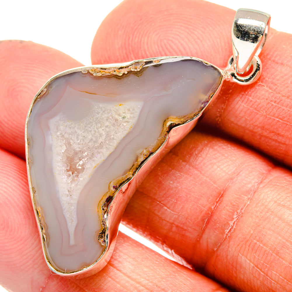 White Geode Slice Pendants handcrafted by Ana Silver Co - PD23801