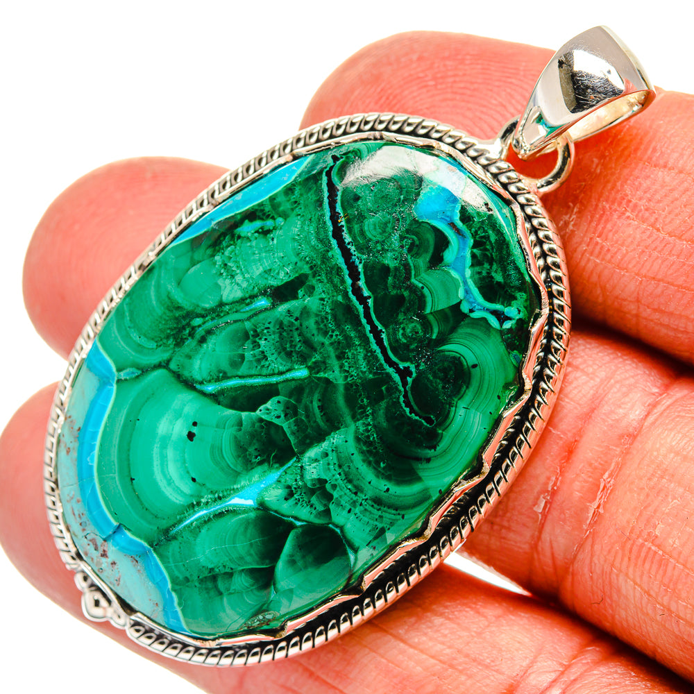 Malachite In Chrysocolla Pendants handcrafted by Ana Silver Co - PD23919
