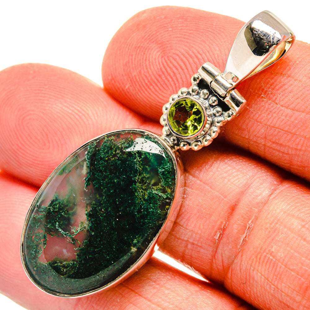 Green Moss Agate Pendants handcrafted by Ana Silver Co - PD23942