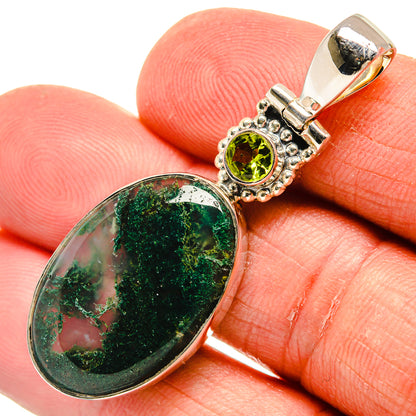 Green Moss Agate Pendants handcrafted by Ana Silver Co - PD23942