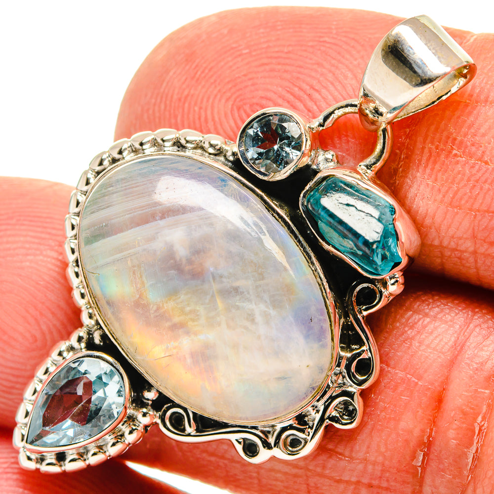 Rainbow Moonstone Pendants handcrafted by Ana Silver Co - PD23957