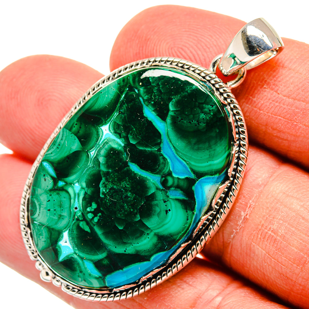 Malachite In Chrysocolla Pendants handcrafted by Ana Silver Co - PD24017