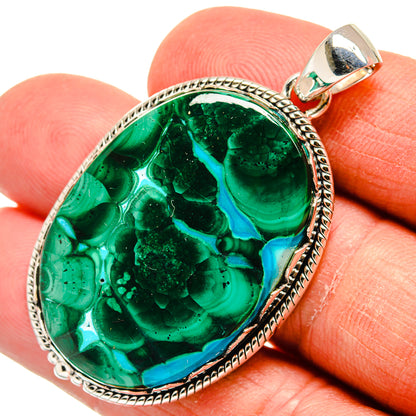 Malachite In Chrysocolla Pendants handcrafted by Ana Silver Co - PD24017