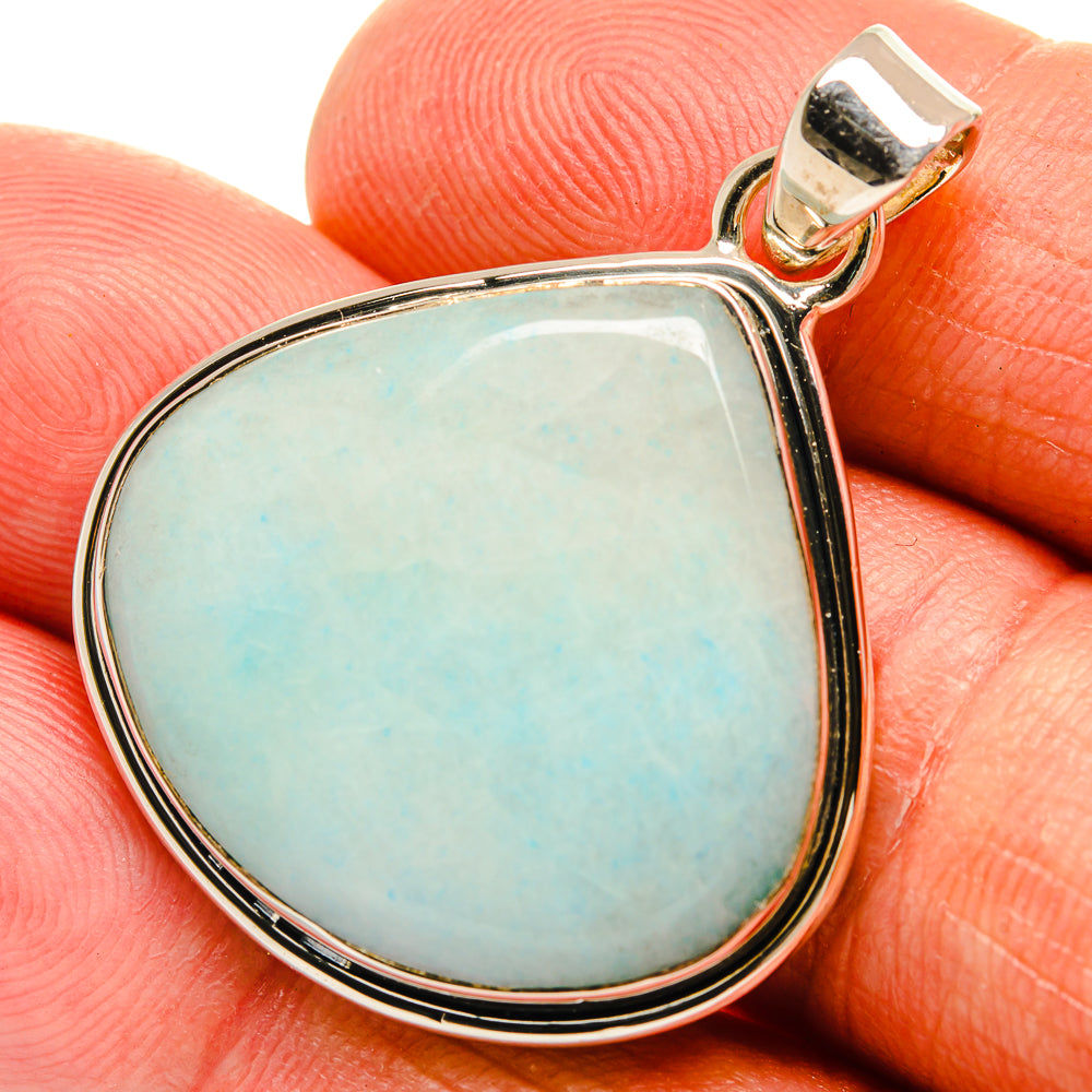 Aquamarine teardrop pendant with 925 sterling silver bezel and top bail