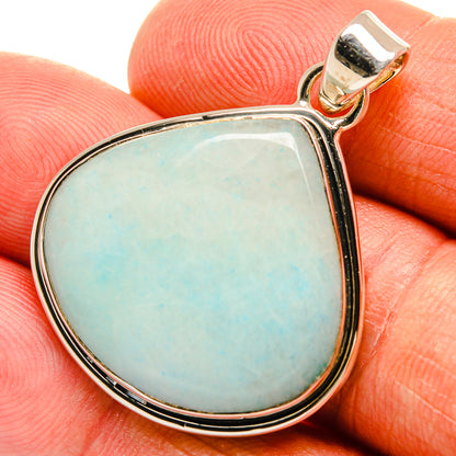 Aquamarine teardrop pendant with 925 sterling silver bezel and top bail