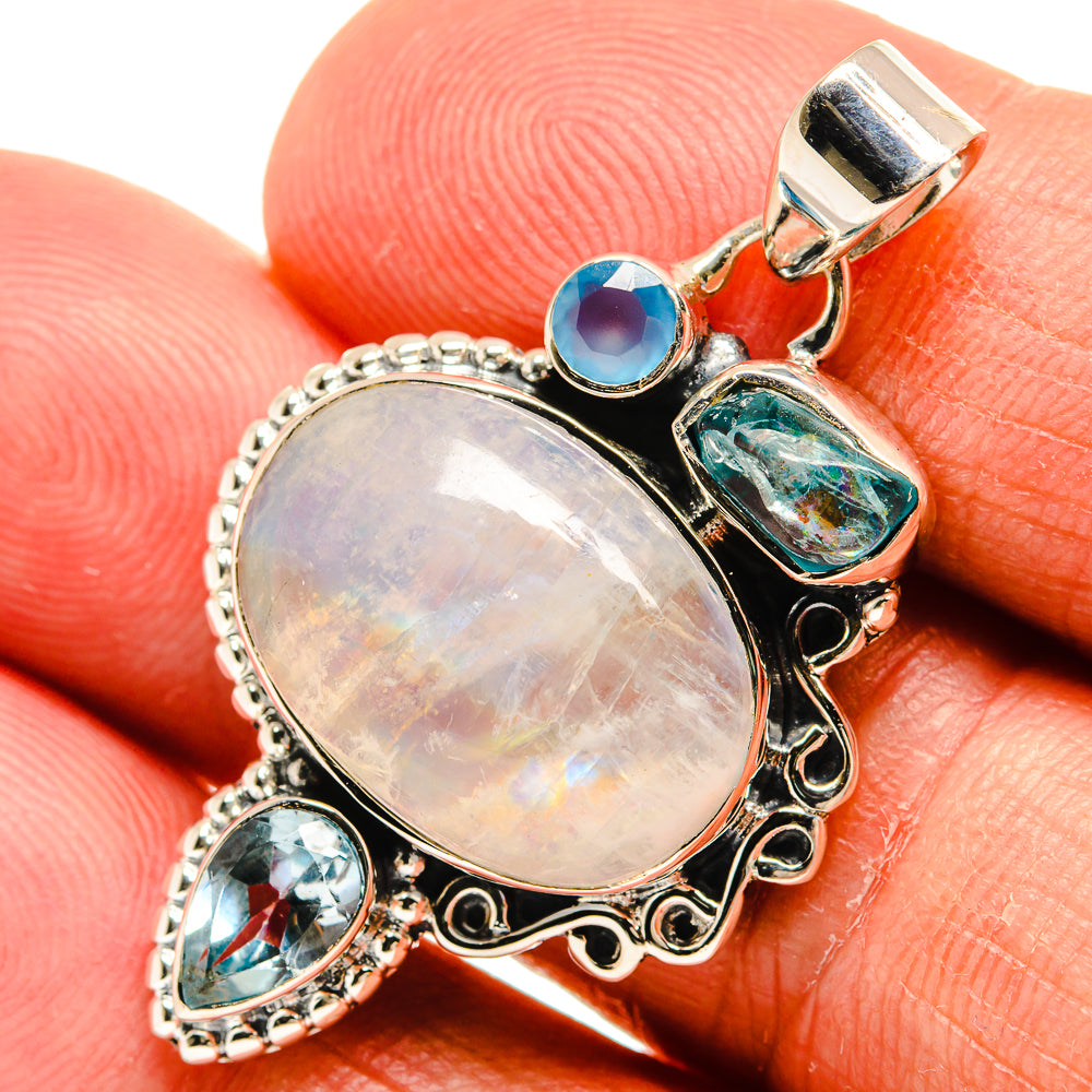 Rainbow Moonstone Pendants handcrafted by Ana Silver Co - PD24096