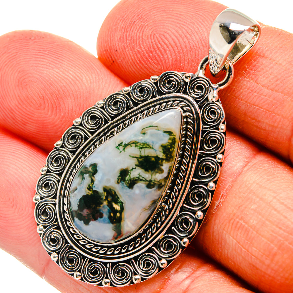 Green Moss Agate Pendants handcrafted by Ana Silver Co - PD24116