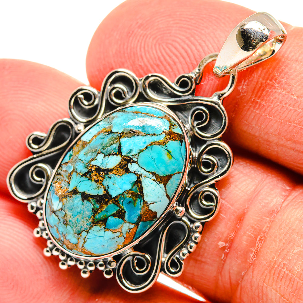 Blue Copper Composite Turquoise Pendants handcrafted by Ana Silver Co - PD24179