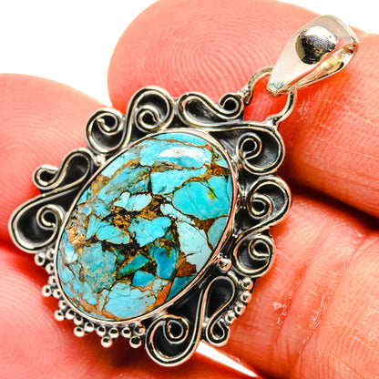 Blue Copper Composite Turquoise Pendants handcrafted by Ana Silver Co - PD24179