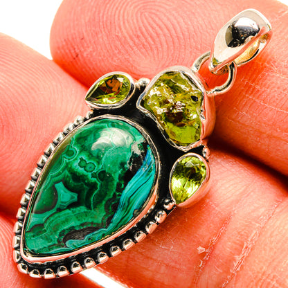 Malachite In Chrysocolla Pendants handcrafted by Ana Silver Co - PD24187
