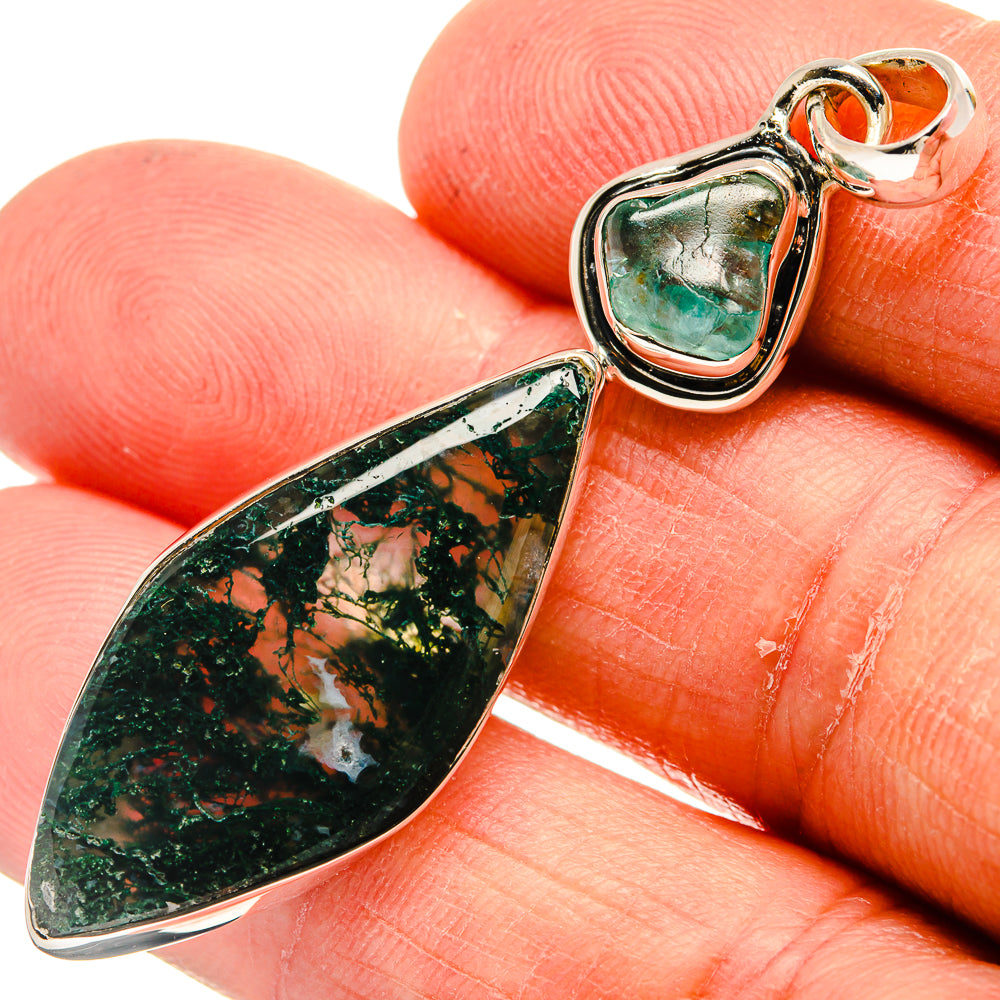 Green Moss Agate Pendants handcrafted by Ana Silver Co - PD24195