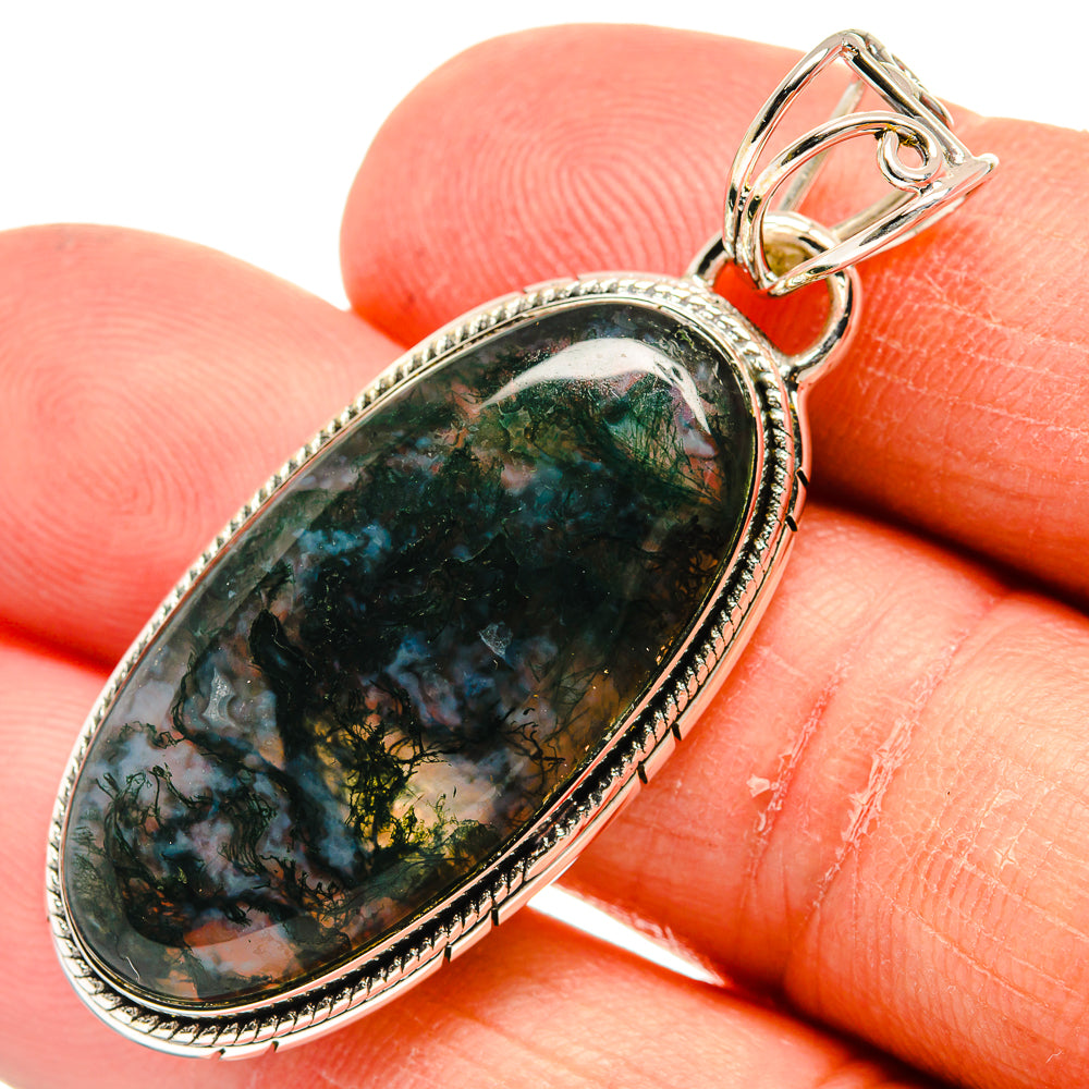 Green Moss Agate Pendants handcrafted by Ana Silver Co - PD24207