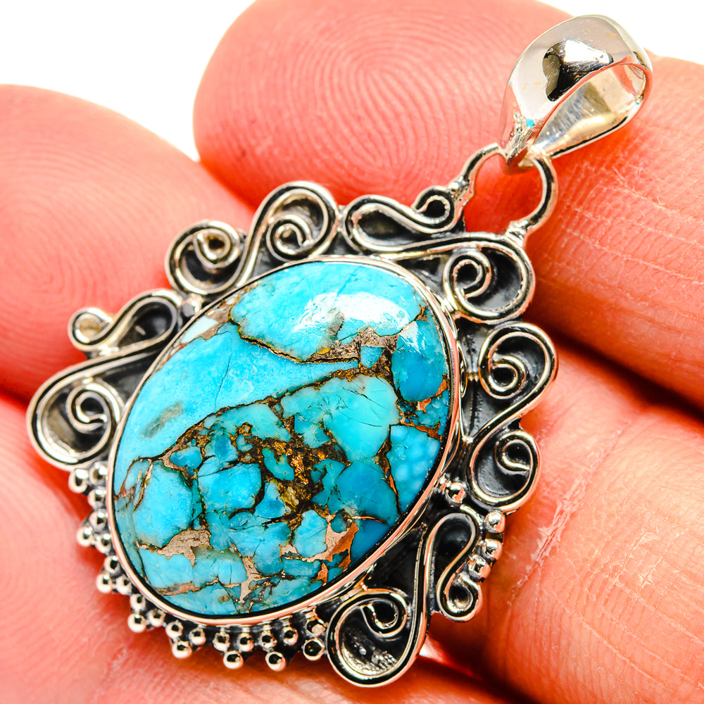 Blue Copper Composite Turquoise Pendants handcrafted by Ana Silver Co - PD24208