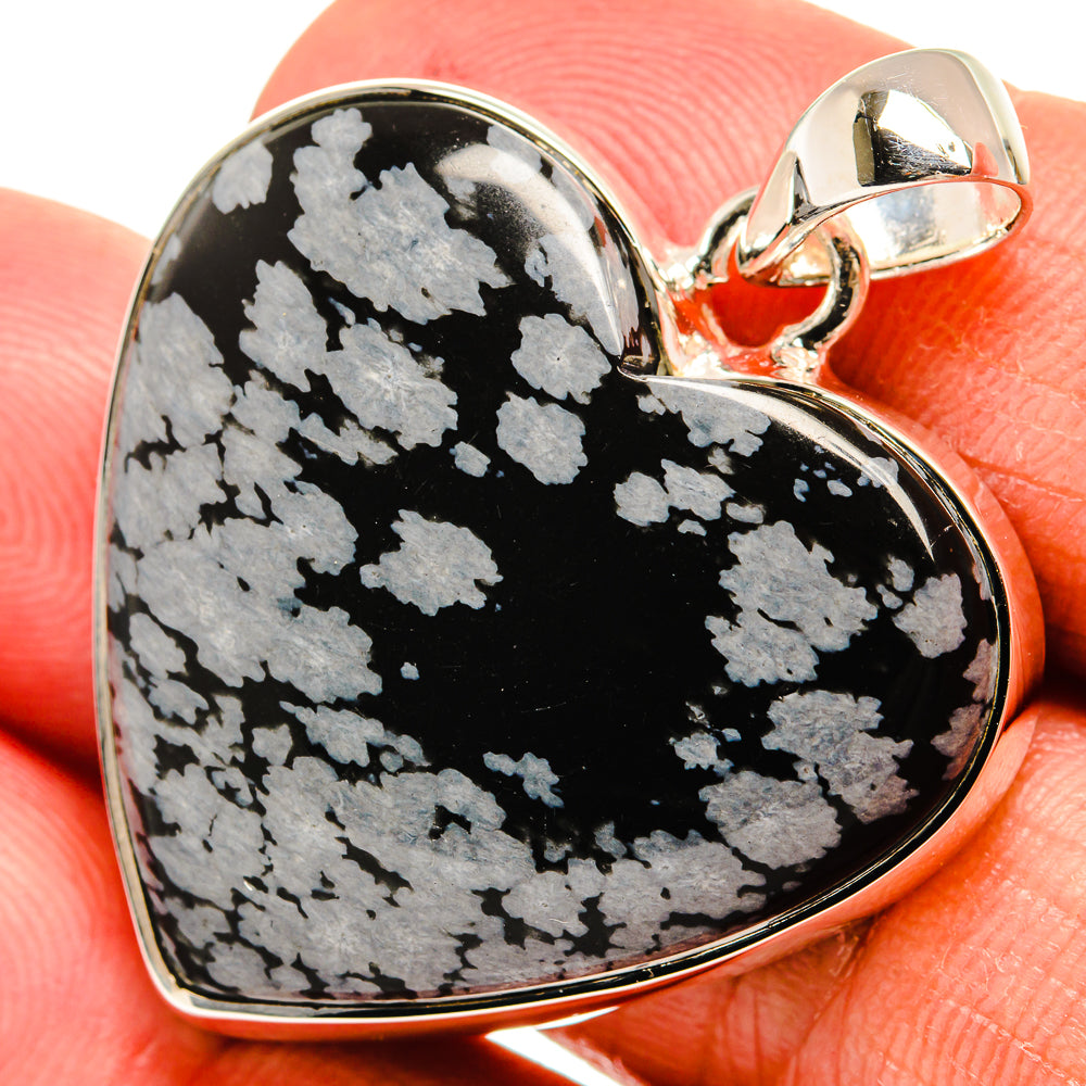 Snowflake Obsidian Pendants handcrafted by Ana Silver Co - PD24244