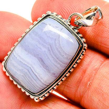Blue Lace Agate Pendants handcrafted by Ana Silver Co - PD24300